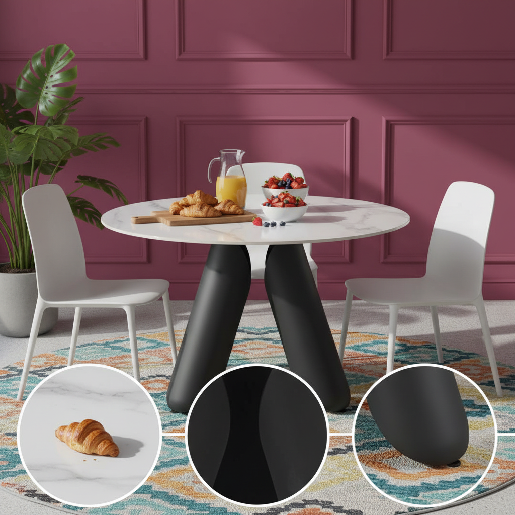 Toru Dining Table White – Modern Round Dining Table with Sintered Stone Top by Zuo Modern | Trufairs