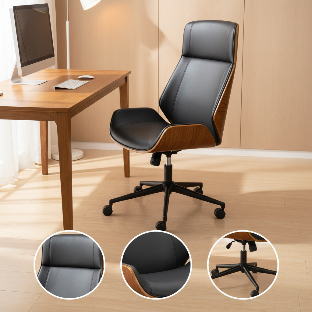 Ergonomic Executive High Back Chair – Plush Black Vinyl Comfort | Office Seating | Trufairs