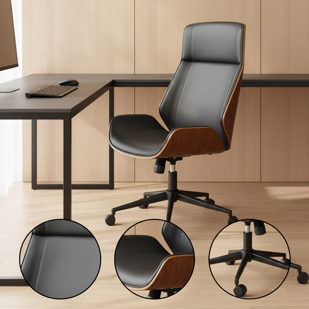 Ergonomic Executive High Back Chair – Plush Black Vinyl Comfort | Office Seating | Trufairs