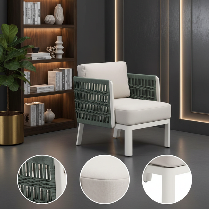 Modern White Comfort – Bridgehampton Armchair | Olefin Upholstery | Trufairs