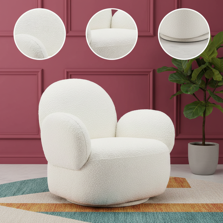 Pilka White Swivel Chair – Stylish Function & Comfort | Accent Chair | Trufairs