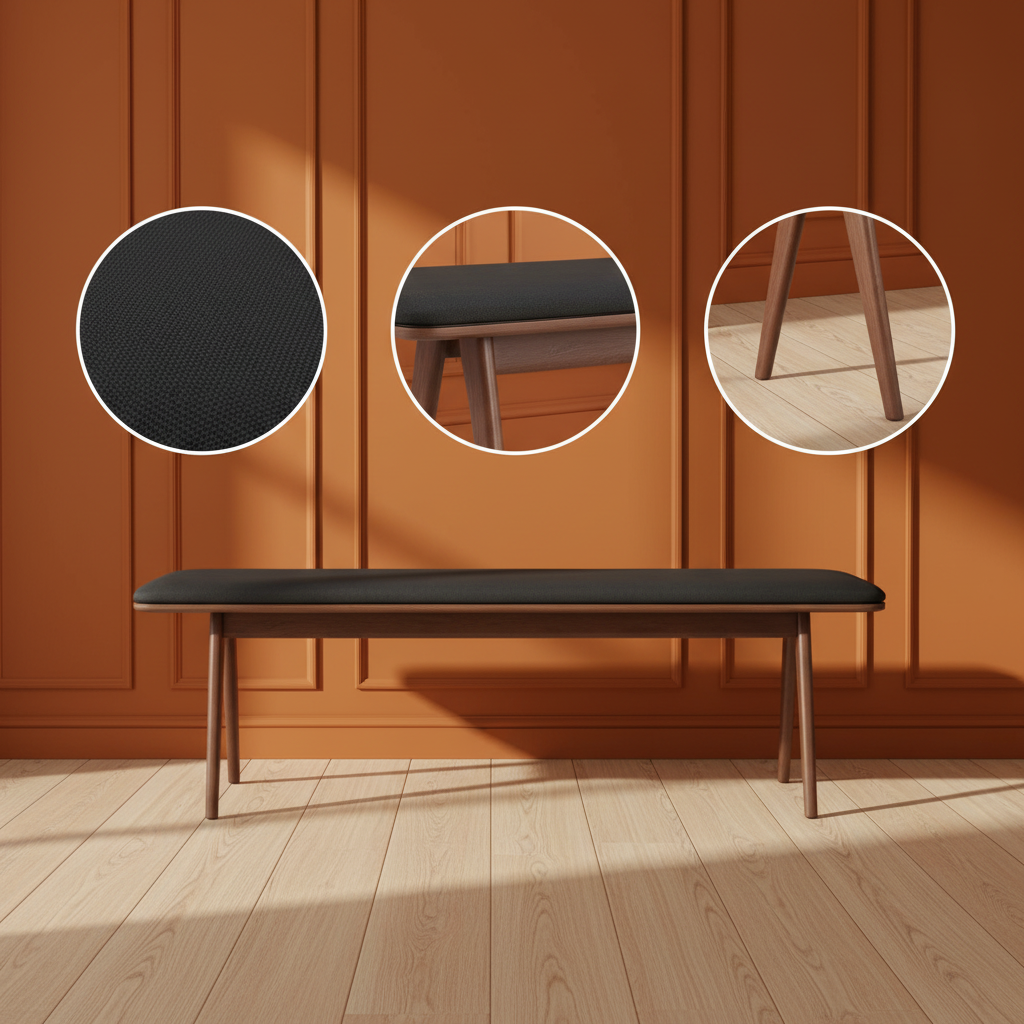 Modern Utility Bench – Black Comfort & Walnut Finish | Designer Bench | Trufairs