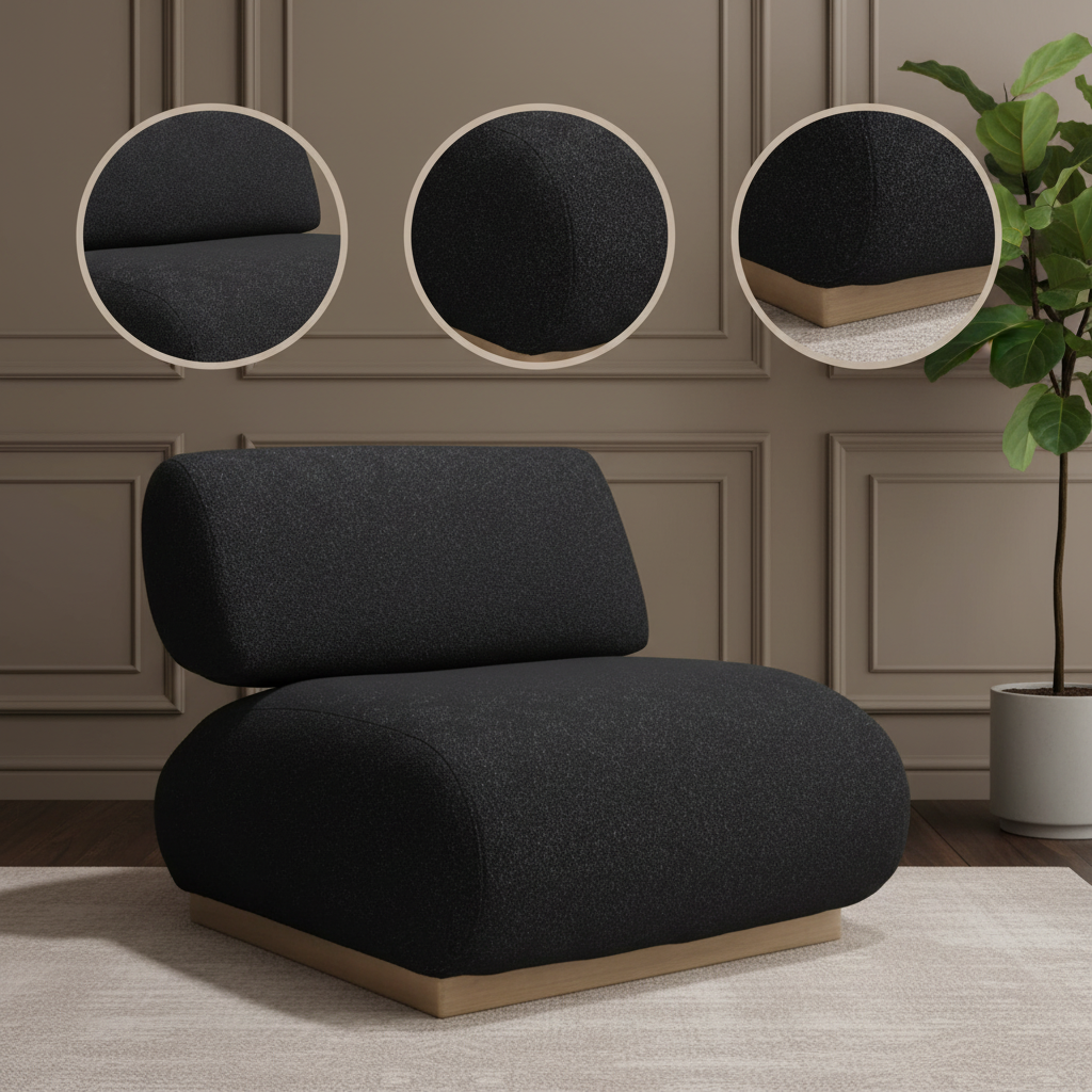 Boucle Black Accent Chair – Modern Sophistication | Designer Seating | Trufairs