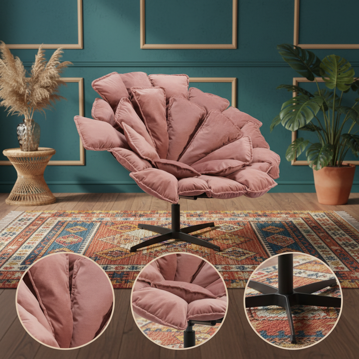 Kipas Accent Chair Pink – Contemporary Swivel Chair with Velvet Upholstery by Zuo Modern | Trufairs