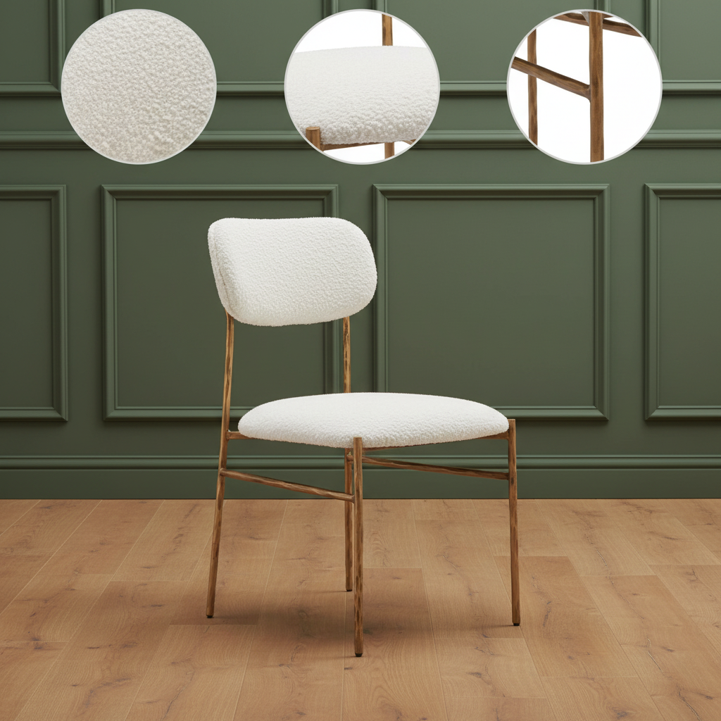 Sydhavnen Cream & Gold Dining Chair – Luxe Elegance & Comfort | Dining Chair | Trufairs