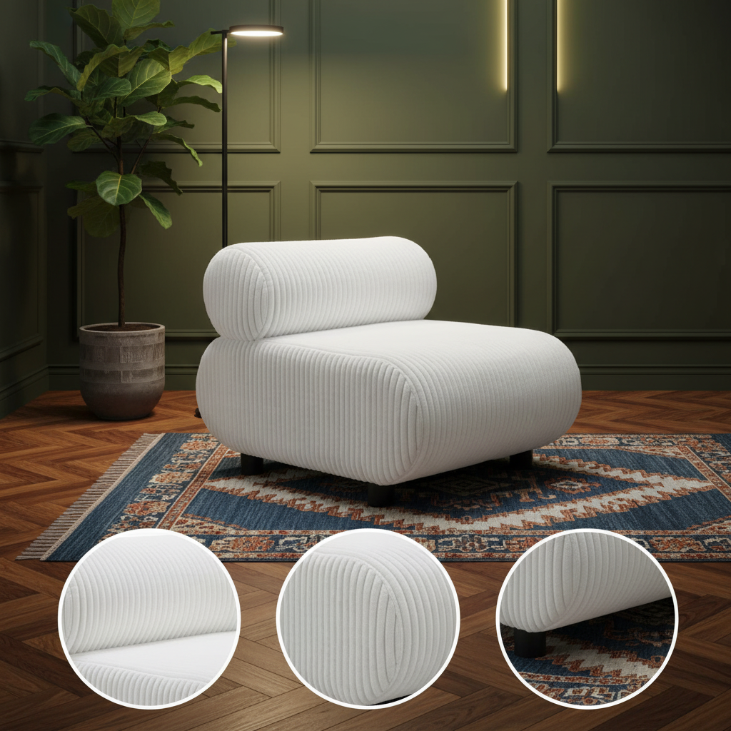 Rahat White Accent Chair – Elegant Comfort & Style | Living Room Furniture | Trufairs