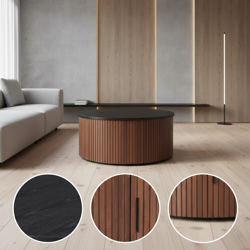 Nejaus Black Walnut Coffee Table – Modern Minimalist Design | Living Room Furniture | Trufairs