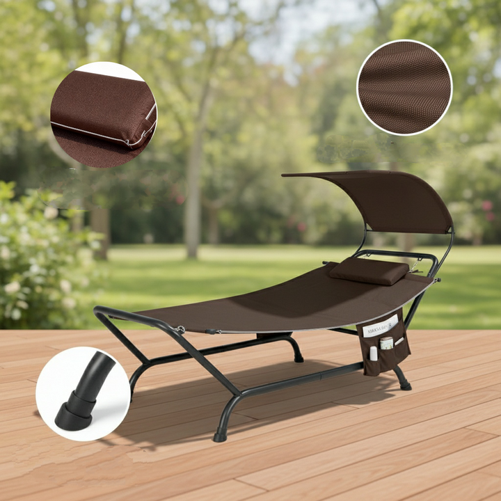 Patio Hanging Chaise Lounge Chair with Canopy & Cushion – Outdoor Floating Lounge Bed | Trufairs