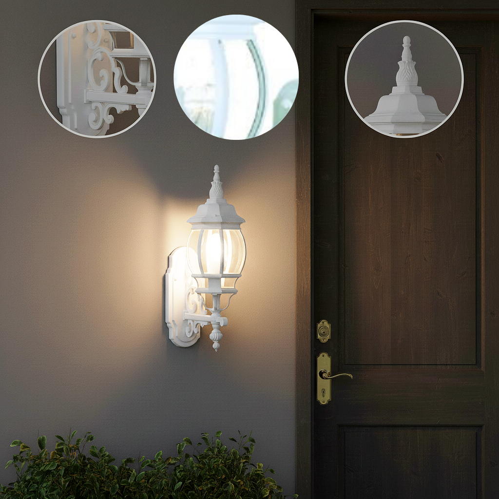 Vintage White Glass Globe Outdoor Wall Light – Durable Cast Aluminum & Bright Ambient Glow | Garden Sconce | Trufairs