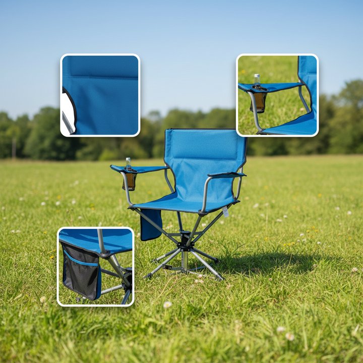 360° Swivel Hunting Chair – Foldable Outdoor Hunting Seat with Armrests, Pockets & Cup Holder | Trufairs
