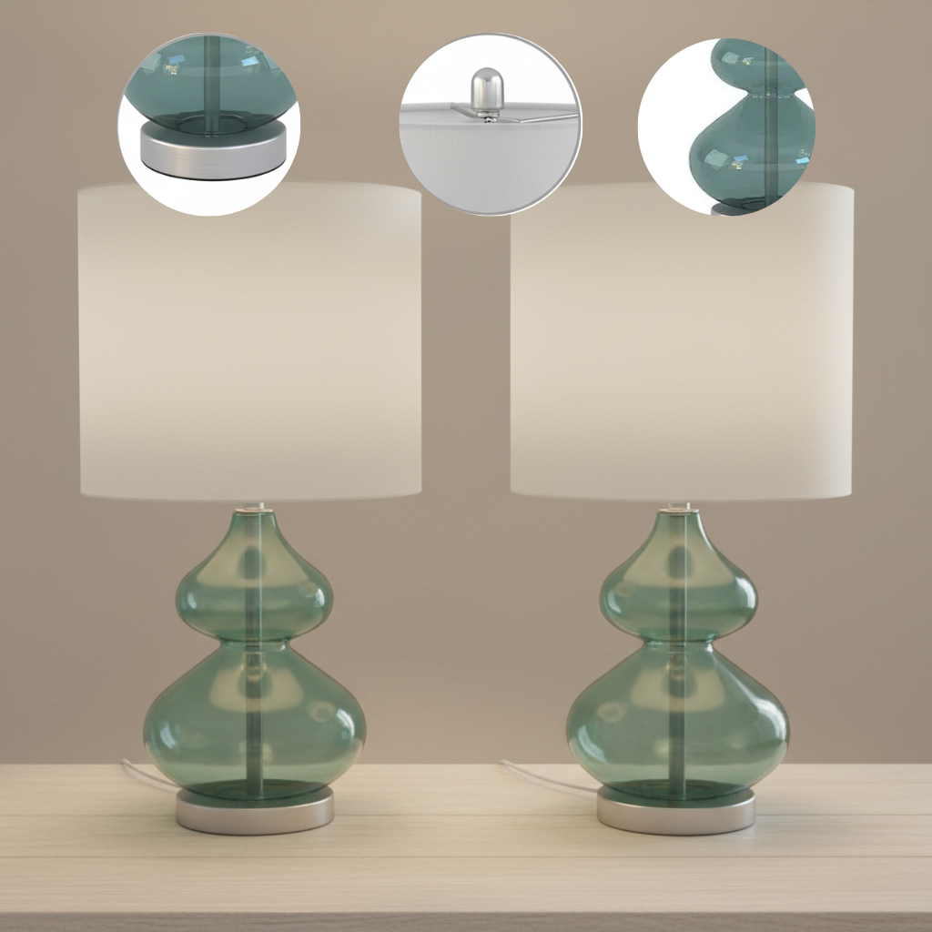 Ellipse Curved Glass Table Lamp, Set of 2