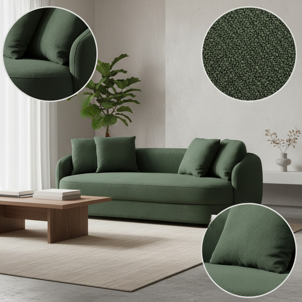 Dylan Modern French Boucle Sofa Green