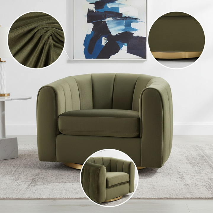 Cosey Green Velvet Swivel Chair