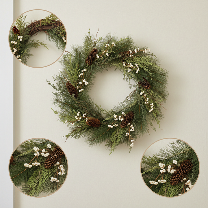 Pinecone Berry Woodland Wreath – Rustic Holiday Accent | Indoor Christmas Decor | Trufairs