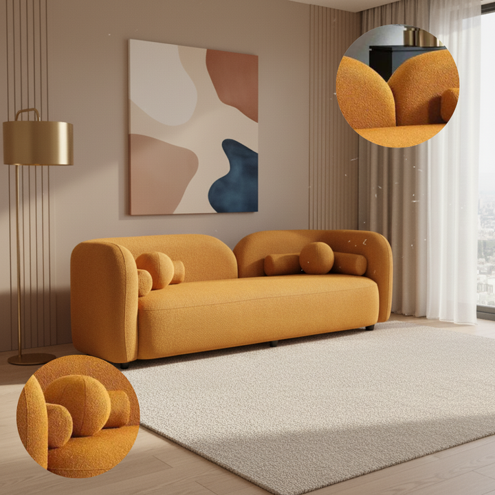 Donna Japandi Style Boucle Sofa Yellow