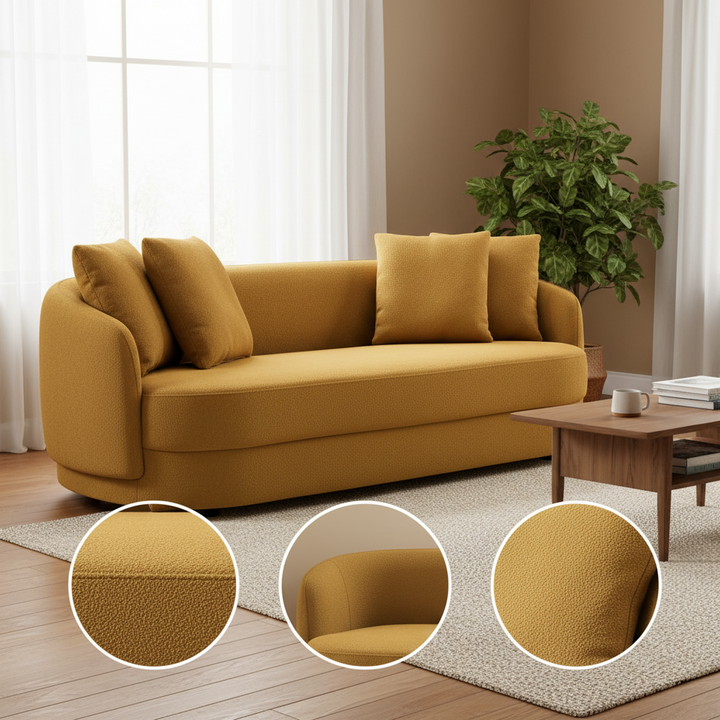 Dylan Modern French Boucle Sofa Yellow