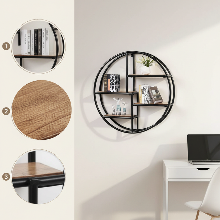 Hanging Storage Shelf Circular Wall-Mounted 4-Tier Rack