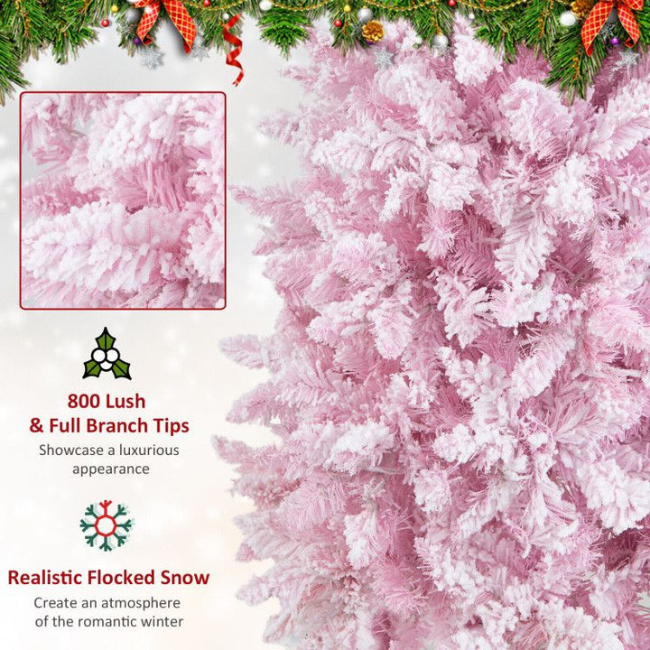Pre-Lit Snow Flocked Hinged Pencil Christmas Tree