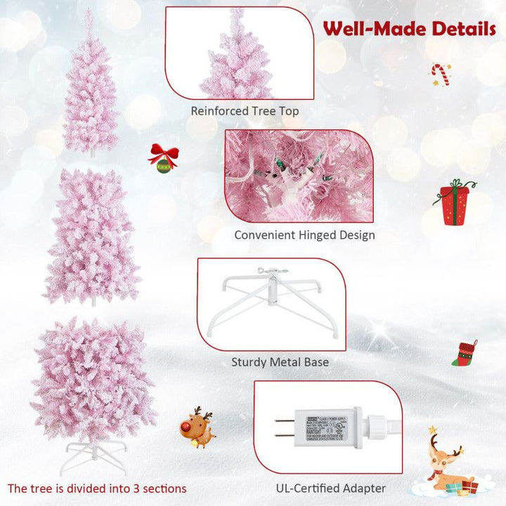 Pre-Lit Snow Flocked Hinged Pencil Christmas Tree