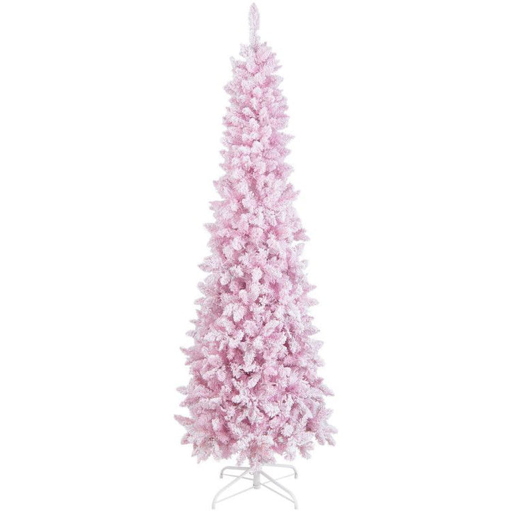 Pre-Lit Snow Flocked Hinged Pencil Christmas Tree