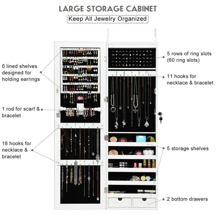 Premium LED Mirror Jewelry Armoire
