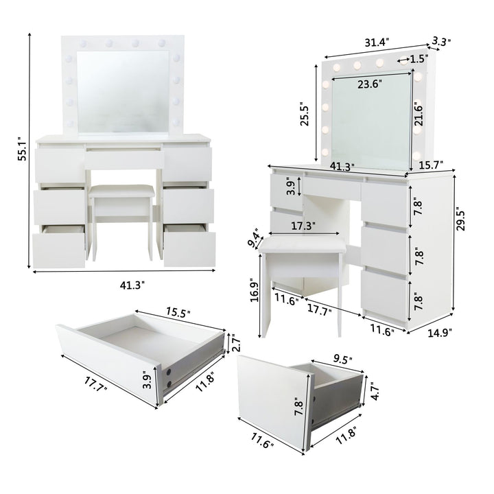 Premium Large White Vanity Table