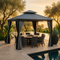Outsunny 10' x 13' Premium Patio Gazebo - Outdoor Canopy Shelter with Privacy Curtains, Vented Double-Tier Roof & Powder-Coated Steel Frame for Garden, Lawn, Backyard & Deck in Elegant Sage Gray