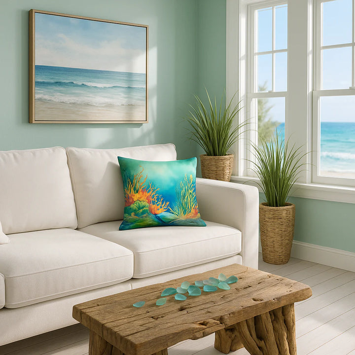 Premium Seaweed Throw Pillow - Machine Washable Indoor Outdoor Decorative Pillow for Couch, Bed or Patio (18"H x 18"W)