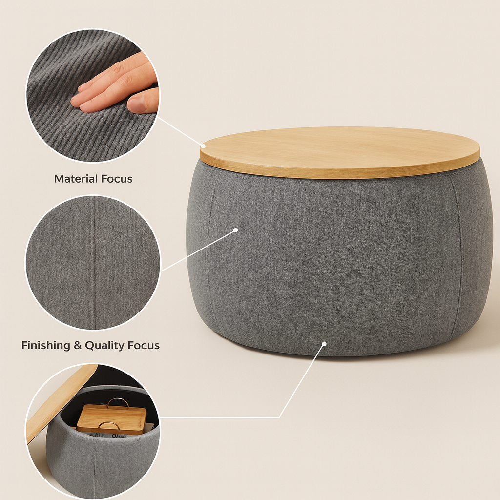 Multi-Use Storage Solution – Hidden Storage Ottoman & Table | Home Accent Furniture | Trufairs