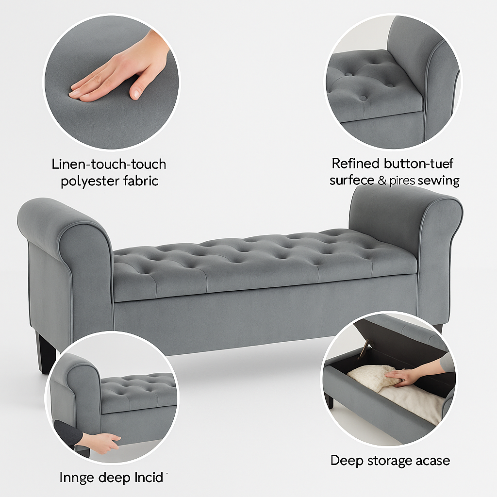 Elegant Button-Tufted Storage Bench – Deep Storage, Entryway Organizer | Multipurpose Home Accent | Trufairs