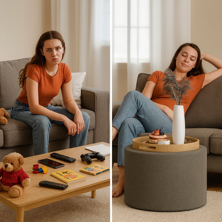 Modern Linen Flip-Top Storage Ottoman – Multi-Use Coffee Table & Footstool | Hidden Compartment | Trufairs
