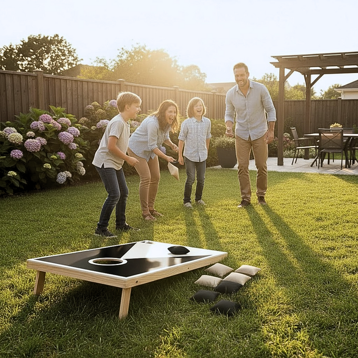 Solid Wood Premium Cornhole Set – 3ft x 2ft Game Boards with 8 Bean Bags | Classic Outdoor Lawn Game for Family & Friends | Trufairs