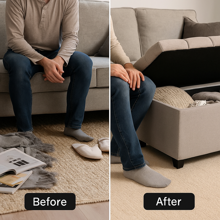DoveRest Ottoman Bench – Tufted Storage Linen Seat | Entryway Accent | Trufairs