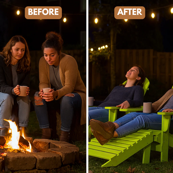 Evergreen Recline Adirondack – Fir-Wood Chair & Ottoman | Outdoor Lounge | Trufairs