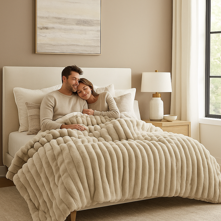 Ultrasoft Faux Fur Ribbed Comforter Set – Plush, Cozy Full/Queen Bedding | Trufairs