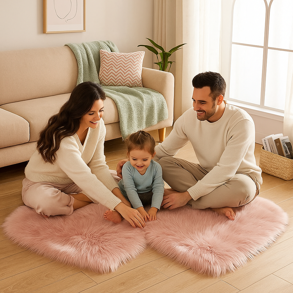 Heart Plush Accent Rug – Cozy Soft Home Decor Upgrade | Bedroom Living Room Carpet | Trufairs