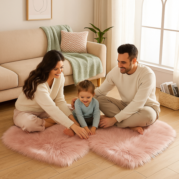 Heart Plush Accent Rug – Cozy Soft Home Decor Upgrade | Bedroom Living Room Carpet | Trufairs