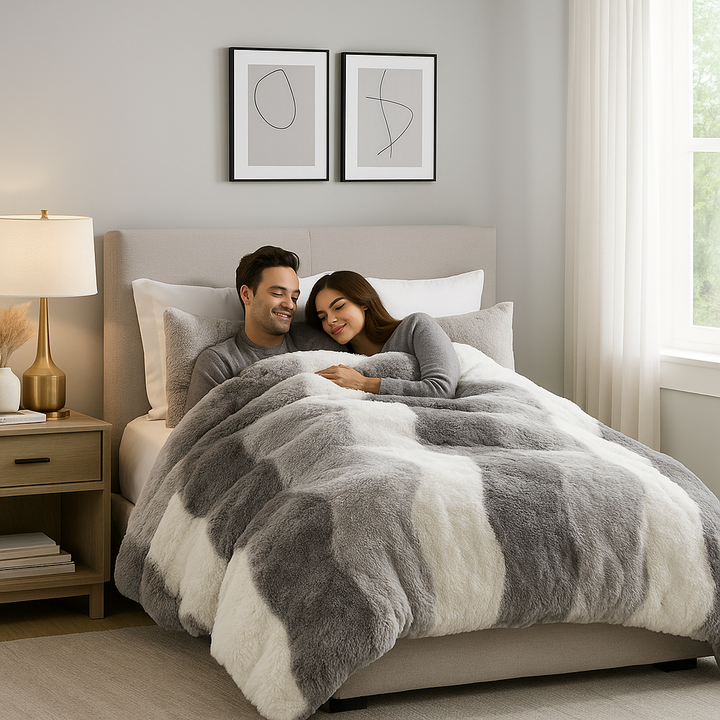 Ombre Shaggy Faux Fur Comforter Set – Gradient Plush Modern Bedding | Trufairs