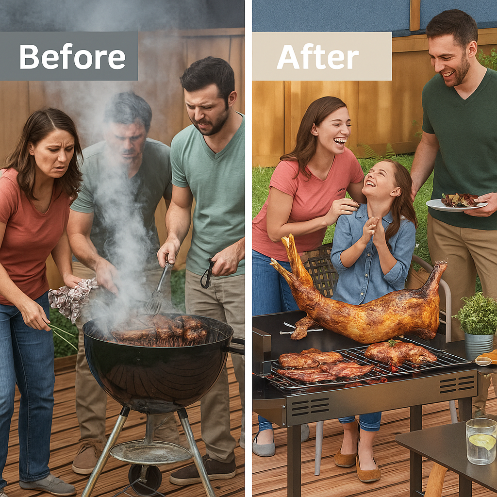Modern Rotisserie Charcoal BBQ Grill – 3-Level Cooking | Outdoor Grill | Trufairs