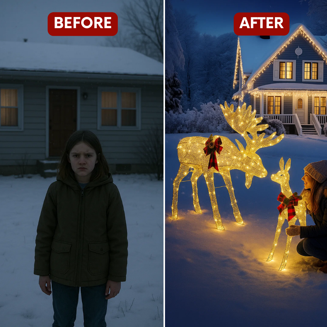 Golden LED Moose Family Garden Decoration (2pcs, 4ft) – 200 LED Leather String Light Outdoor Holiday Accent | Trufairs