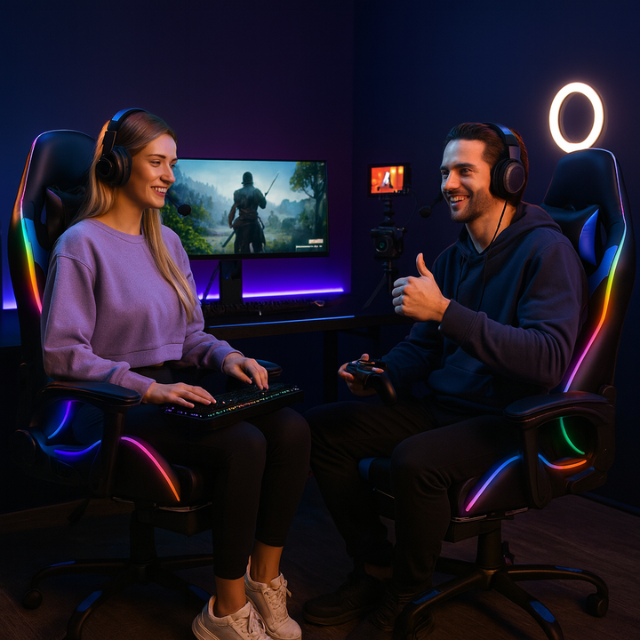 RGB LED Gaming Chair with Footrest – Adjustable Backrest & Lumbar Support | Racing Style Ergonomic Computer Chair | Trufairs
