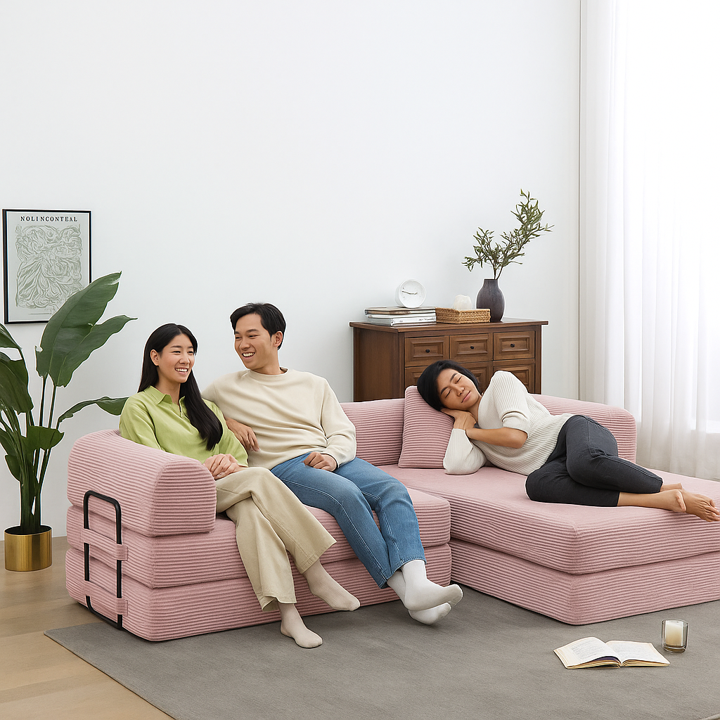 Convertible 4-in-1 Floor Sofa Bed – Memory Foam Foldable Sleeper | Lounge Couch | Trufairs