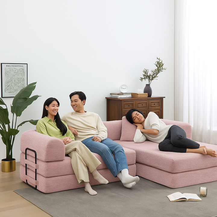 Convertible 4-in-1 Floor Sofa Bed – Memory Foam Foldable Sleeper | Lounge Couch | Trufairs
