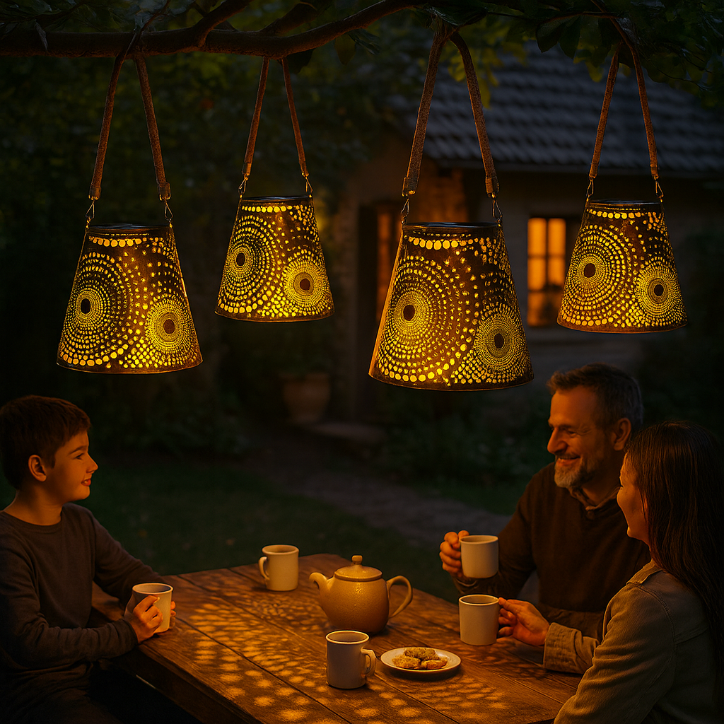 Hanging Wrought Iron Outdoor Solar Light – Hand-held Projector Lamp for Garden and Home Decoration | Trufairs