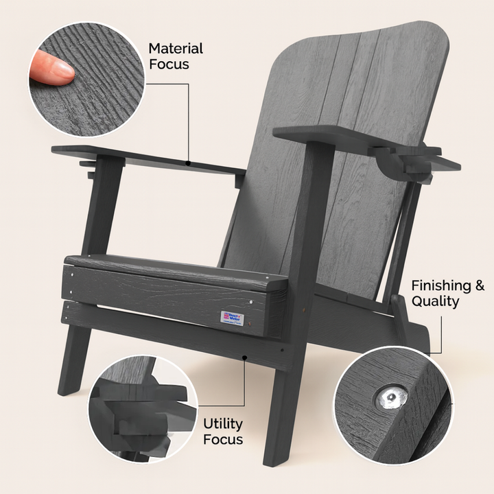 Relax-Reach Adirondack – Dual-Cup HDPE Lounge w/ Phone Slot | Outdoor Chair | Trufairs