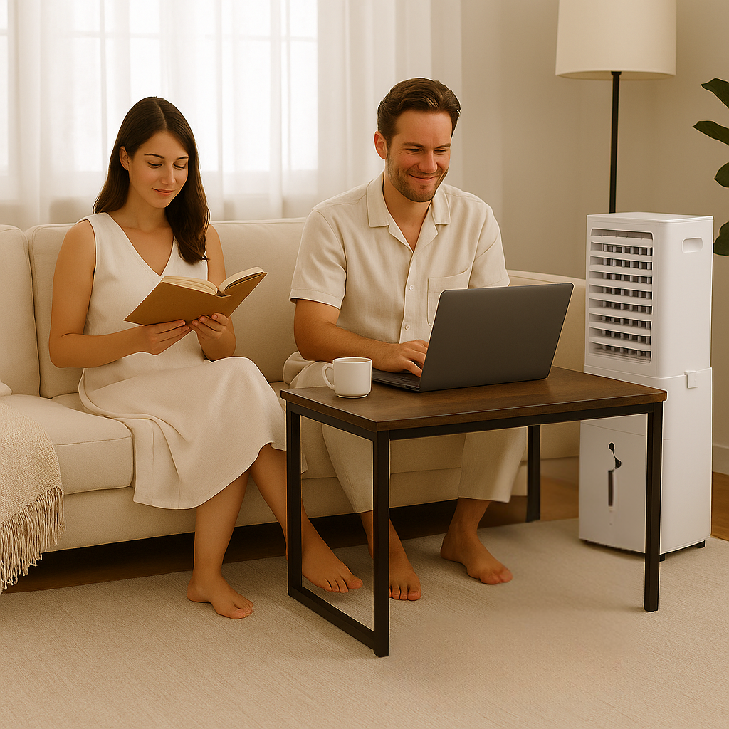9L Evaporative Air Cooler 550 CFM – Compact Personal Cooling with 2 Ice Boxes | Portable Swamp Cooler | Trufairs