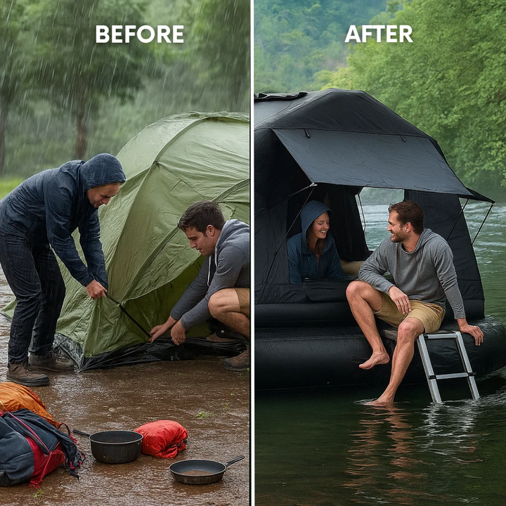 Amphibious Inflatable Roof Top Tent – Floating Camping Shelter | Portable Expedition Tent with Ladder | Trufairs