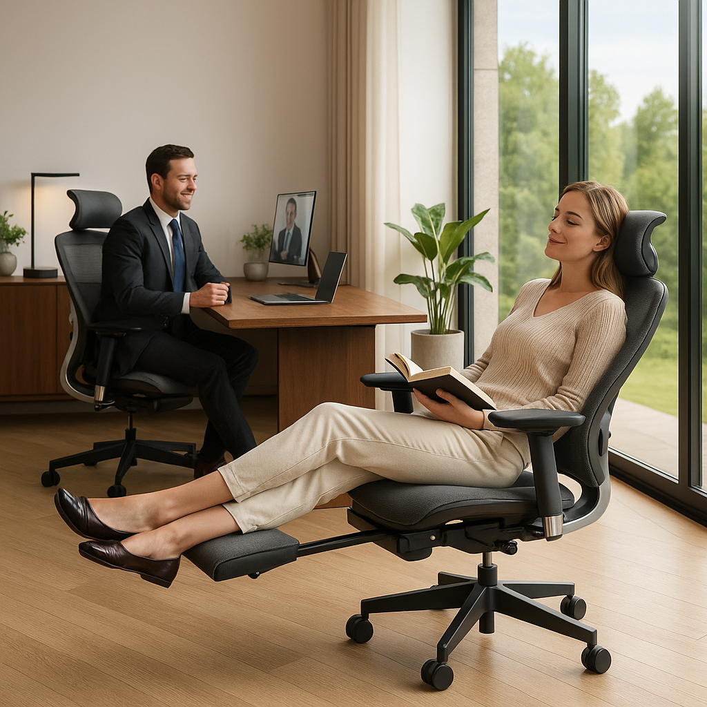 Ergonomic Mesh Office Chair with Footrest – Advanced Lumbar & 2D Headrest Support | Executive Home Computer Chair | Trufairs