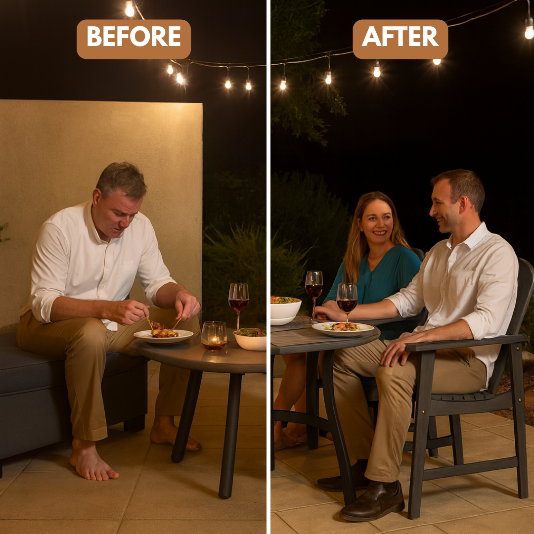 Harbor High Adirondack Duo – Dining-Height Acacia Comfort | Patio Chair Set | Trufairs