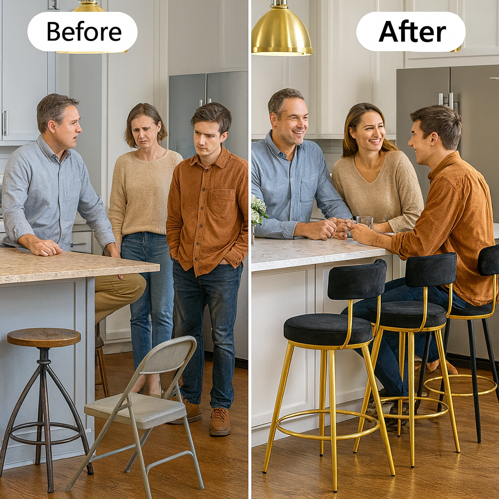 Contemporary Velvet Bar Stool – Plush Upholstered Black Seat | Modern Kitchen Seating | Trufairs